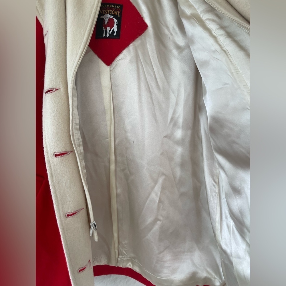 Vintage Mackintosh Red & White 100% Wool Fully Lined  Vestcoat Jacket - 1970's - Picture 5 of 9